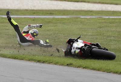Andrea Iannone was lucky to walk away from this crash. (AAP)
