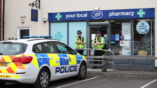 Police have shut down Boots in the Amesbury. Picture: AAP