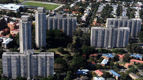 High density housing towers in the suburb of Redfern, Sydney. (AAP)