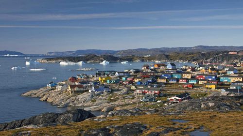 The town of Ilulissat / Jakobshavn, Disko-Bay, Greenland.