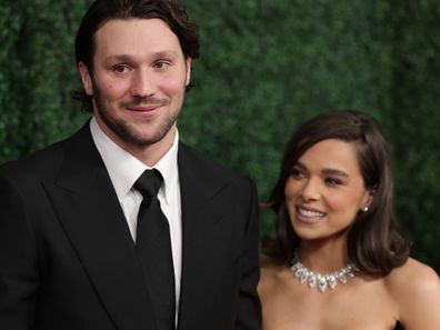 Josh Allen and Hailee Steinfeld attend the 14th Annual NFL Honors at Saenger Theatre on February 06, 2025 in New Orleans, Louisiana. 