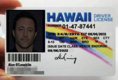 A doctored photo of a driver's licence purportedly belonging to Alex O'Loughlin, sent to Jane by her scammer. 