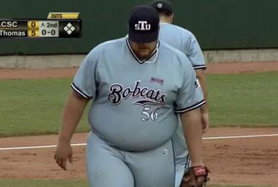 <b>A 136kg university baseball pitcher has become an unlikely sports sensation after taking the US media by storm.</b><br/><br/>St. Thomas' Ben Ancheff was regarded as a 'hero' when he took the mound as a starter against Idaho in the NAIA World Series.<br/><br/>"What's the old John Kruk quote? 'He's not an athlete, he's a baseball player?' Ben Ancheff: baseball hero," CBS Sports' Mike Axisa said describing the hulking player.<br/><br/>Ancheff joins a long list of athletes who have suprised in the sporting arena.<br/><br/><br/>