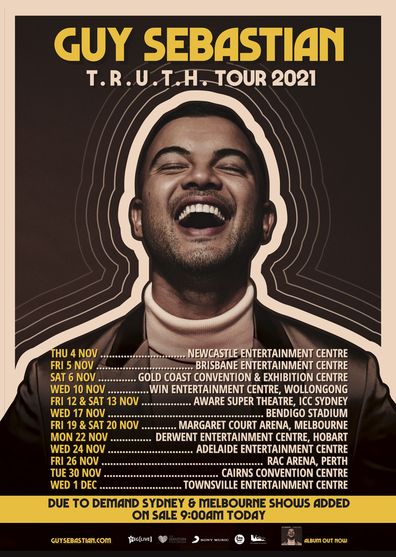 Tickets for Guy Sebastian's T.R.U.T.H. tour are on sale now. 