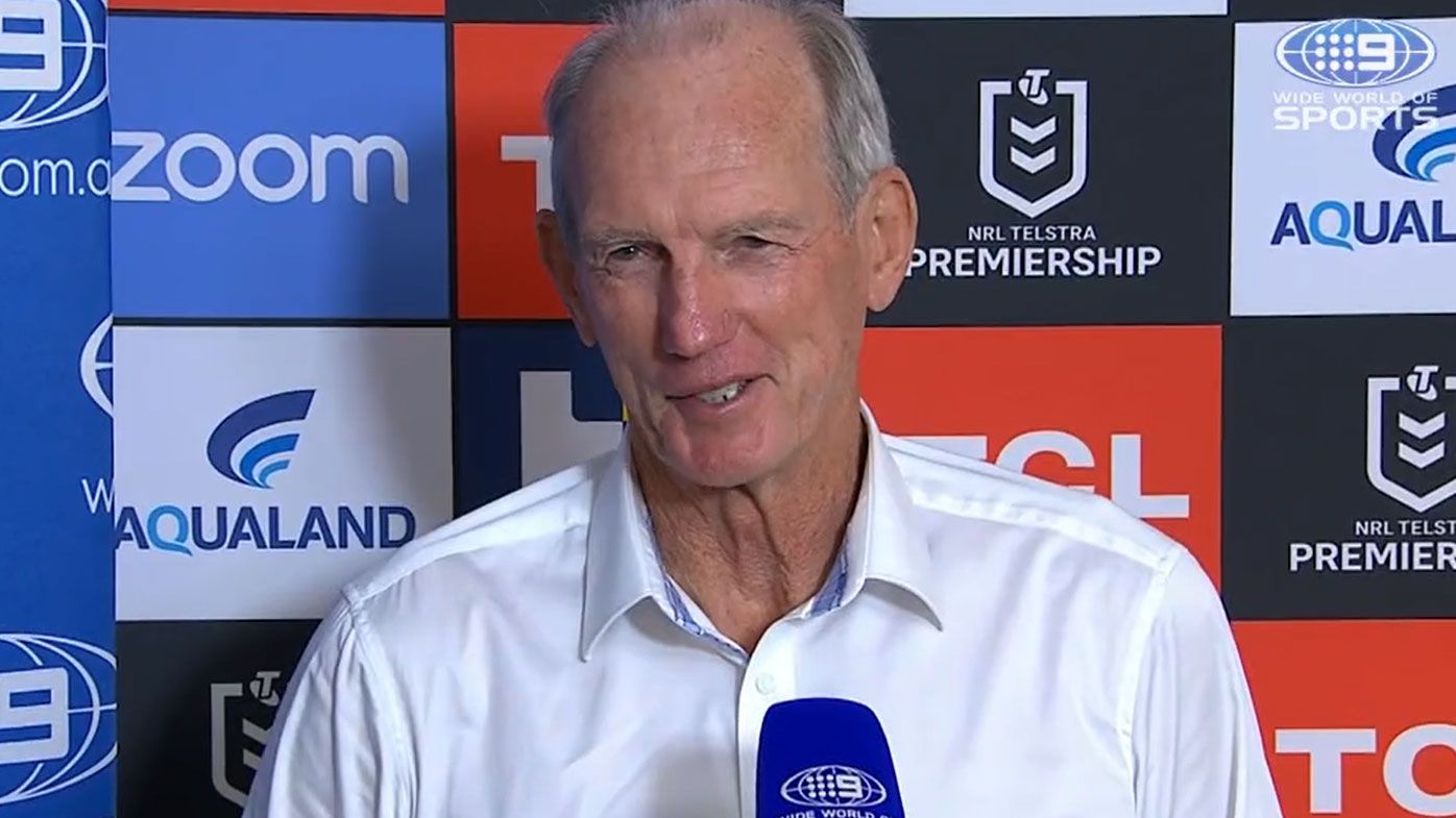 Wayne Bennett shares a story about Tommy Raudonikis. (nine)