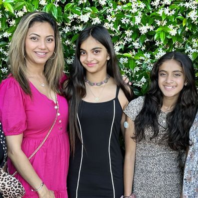 Sonalee (second left) with Meesha (second right) and family.