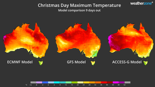 Weatherzone forecast for Christmas Day 2022.