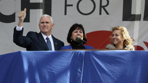 Mike Pence becomes first US vice president to address March for Life anti-abortion rally