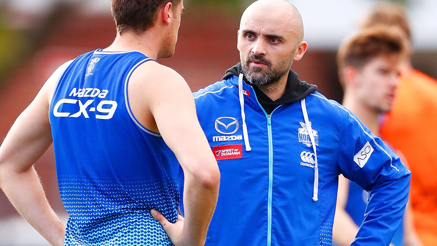 Kangaroos interim coach Rhys Shaw  is seen during a North Melbourne training session