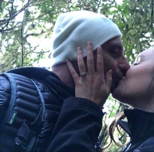 Tayla Daly with her fiance atop Wollumbin (Mountt Warning). Picture: 9NEWS