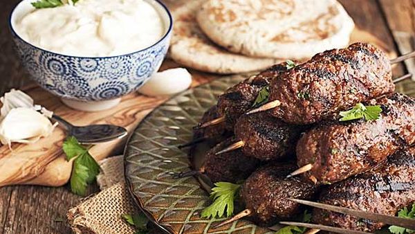 Lamb and chickpea koftas with yoghurt dip