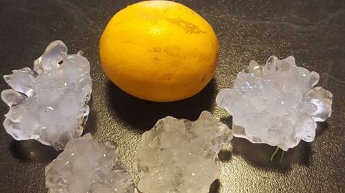 Hail the size of lemons has fallen in parts of Queensland amid the severe storm. (Darren Curtis)