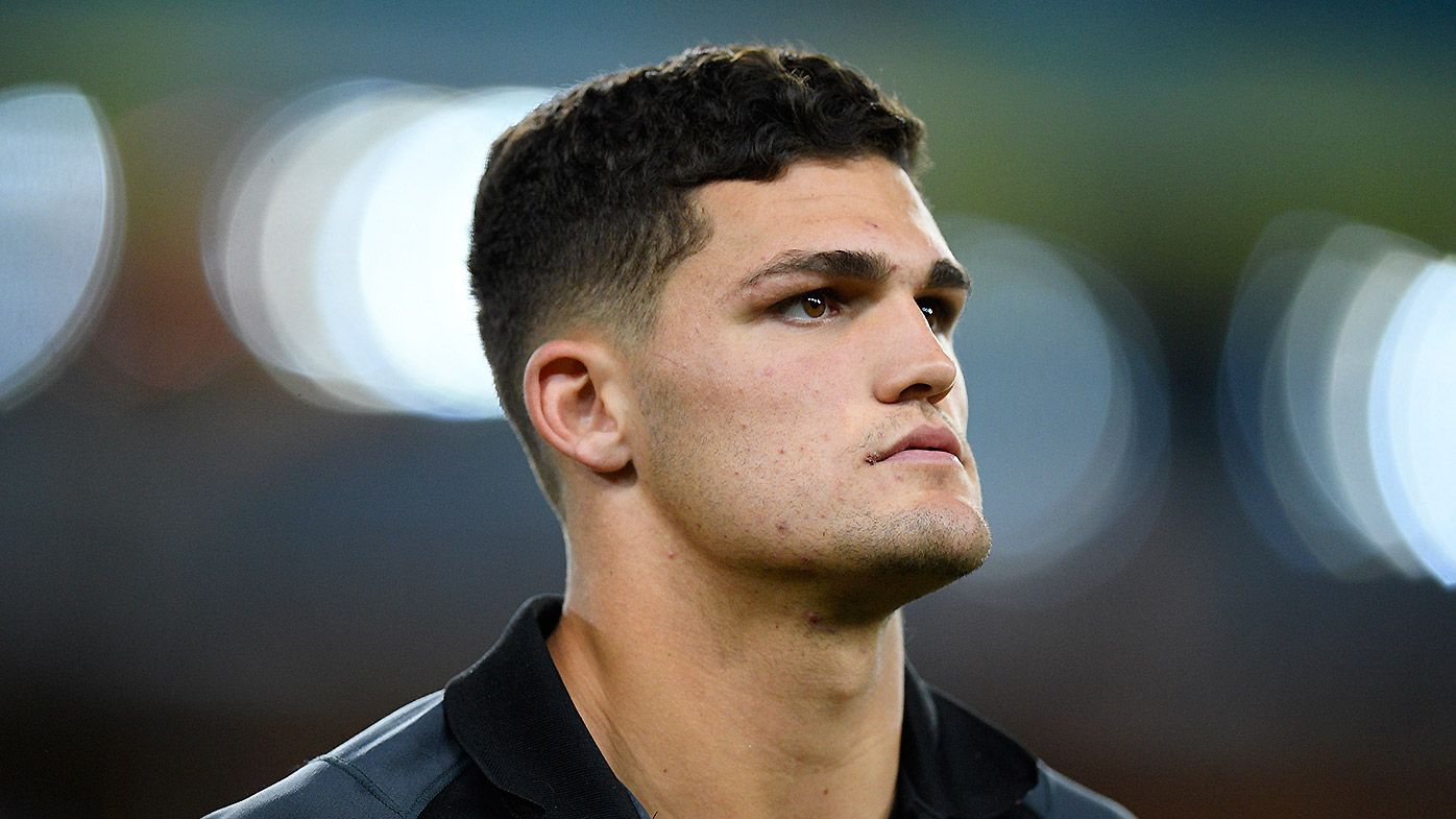 Nathan Cleary of the Panthers is seen after sustaining an injury