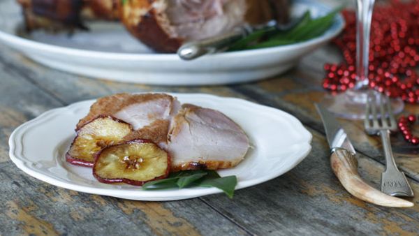 Spiced pear glazed ham