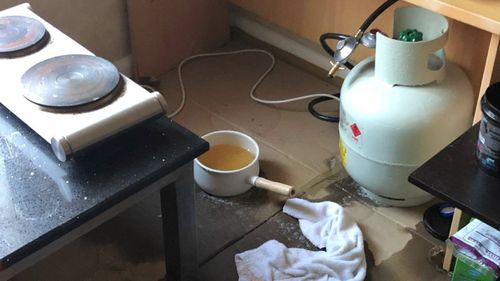 The commercial drug kitchen was set up in the corner of an apartment in Sydney's south west.