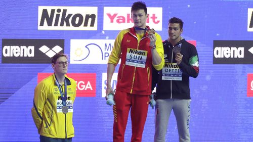 Mack Horton refused to stand on the podium with Sun Yang after the men's 400m freestyle final at the World Swimming Championship.