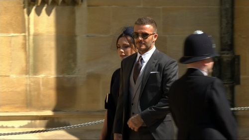 Victoria and David Beckham arrive for the wedding of the century. Picture: Supplied