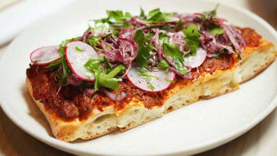 Thi Le's lamb flatbread with parsley and sumac salad recipe