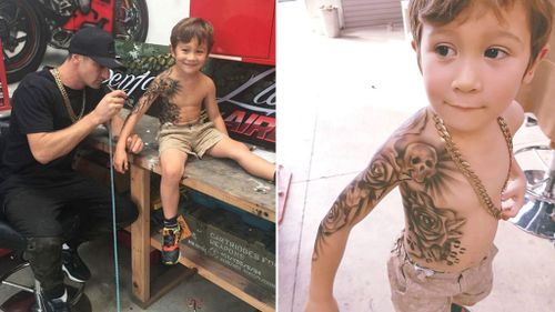 Benjamin Lloyd uses an airbrush to spray on temporary tattoos. (Facebook / Benjamin Lloyd Tattoo Collection)