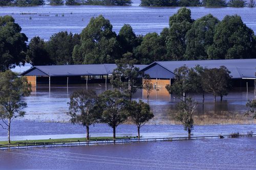 Floodwaters along the Hawkesbury River in the Richmond and Windsor region are seen on April 06, 2024 in Sydney, Australia. 