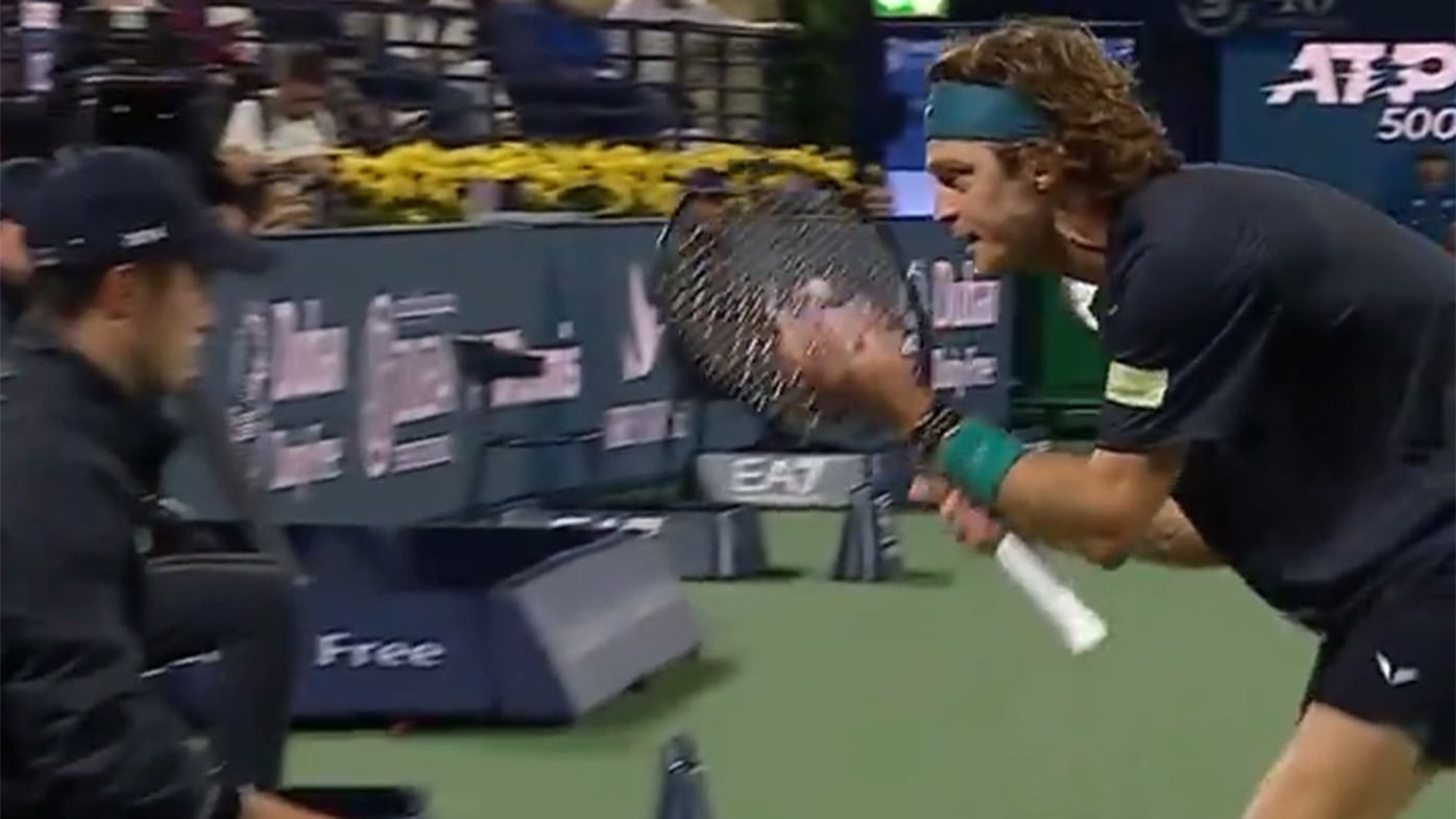 Andrey Rublev was defaulted for screaming in the face of a line judge in Dubai.