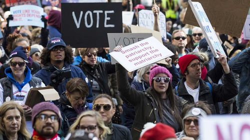 A crowd in a Chicago Women's March. Women are expected to heavily favour Democrats in the upcoming midterm election.