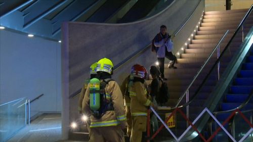 Fire crews cleared the area and Martin Place train station was closed. Picture: 9NEWS