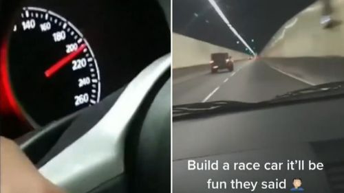 A P-plate driver has been filmed speeding at more than 200 kilometres an hour in a Sydney tunnel.