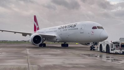 Qantas flight departing Tel Aviv.