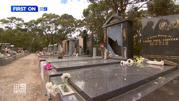 Over 90 memorials were destroyed by alleged vandals at the Northern Memorial Park in Glenroy, Victoria.
