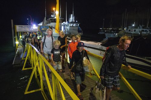 Overnight the last few hundreds of tourists managed to reach Bali from the Gili Islands. Picture: AAP.