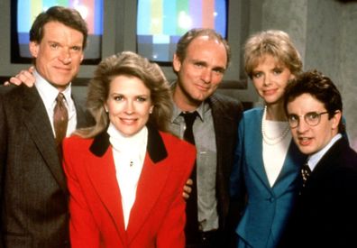 Charles Kimbrough (left) played Jim Dial across the 10 seasons of sitcom Murphy Brown between 1988 and 1998.