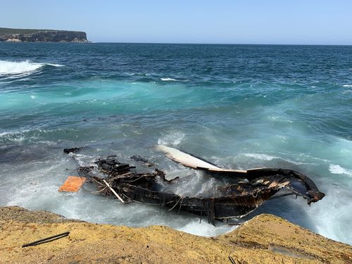 The charred remains of the cruiser are washing ashore along the Sydney coastline.