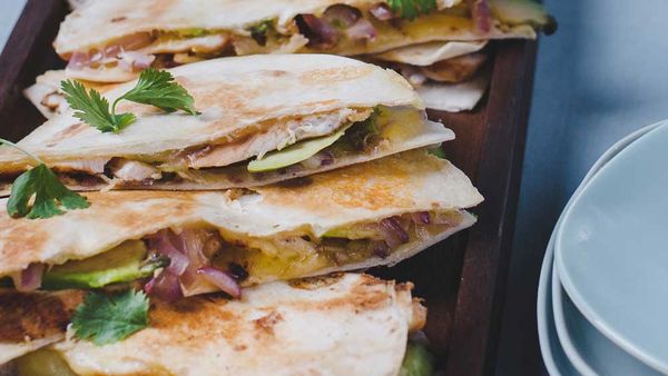 Merv Hughes' barbecued chicken and avocado quesadilla recipe