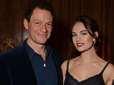 Dominic West, Lily James and Laura Carmichael attend the Harper's Bazaar Women Of The Year Awards 2018, in partnership with Michael Kors and Mercedes-Benz, at Claridge's Hotel on October 30, 2018 in London, England.