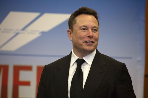 Elon Musk, founder and CEO of SpaceX, participates in a press conference at the Kennedy Space Center on May 27, 2020 in Cape Canaveral, Florida. 