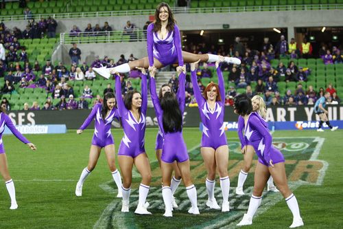 Melbourne storm cheer leaders performing at a game in 2010.