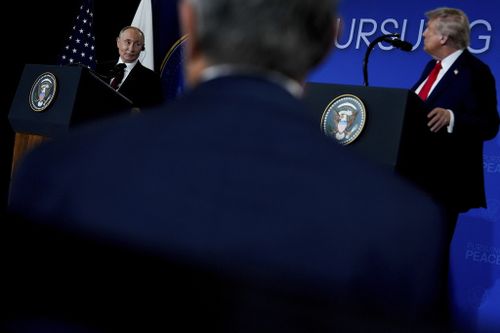 Rússia é o presidente Vladimir Putin, presidente dos EUA, Donald Trump 