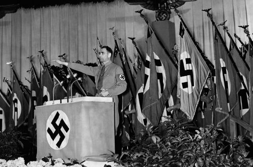 Rudolf Hess at a Nazi rally in the 1930s.