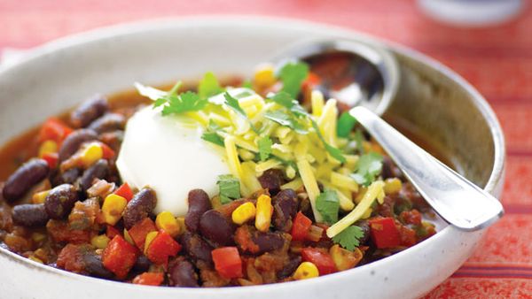 Kidney bean, corn and capsicum chilli