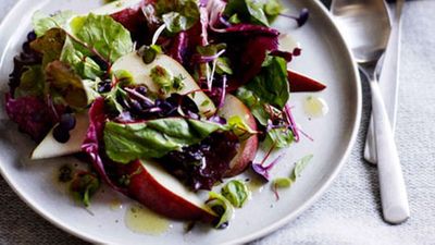 Pear and winter greens salad