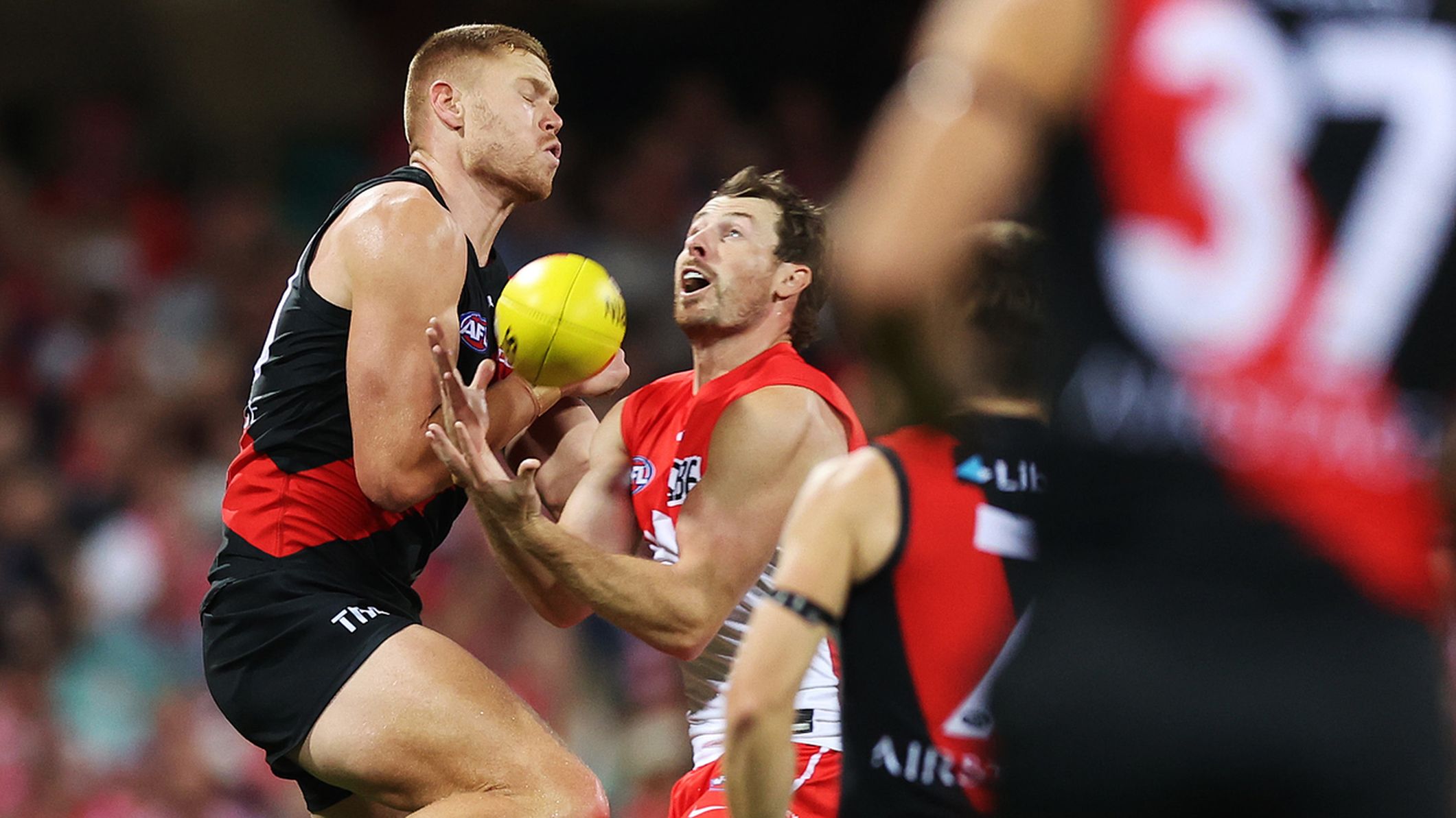 Bombers forward Peter Wright in hot water for 'unfortunate' head-high hit in loss to Swans