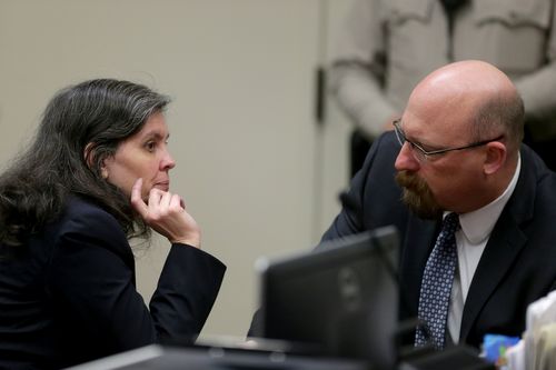 Ms Turpin speaks with her lawyer during her latest court appearance. (AAP)