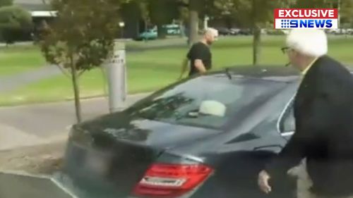 Witnesses saw the man violently kicking the doors of the car in Hurtle Square this morning. (9NEWS)