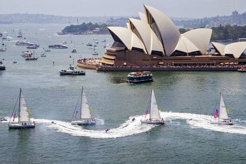 Many of Sydney's Australia Day events have been cancelled this year, including the Tug and Yacht Ballet seen here in 2020.
