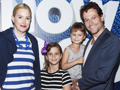 Ioan Gruffudd and Alice Evans with their daughters Ella and Elsie at the LA premiere of Show Dogs in 2018.