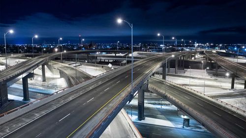 Empty highways in Montreal, after the Quebec government enforced a curfew to control the coronavirus pandemic.