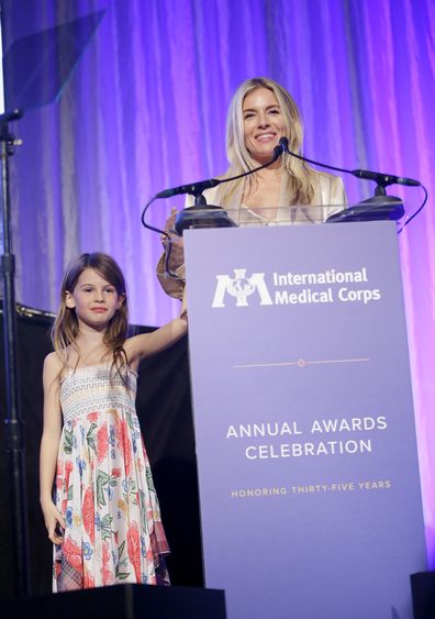 Sienna Miller, daughter, Marlowe, International Medical Corps Annual Awards Celebration, The Beverly Wilshire on November 07, 2019 in Beverly Hills, California
