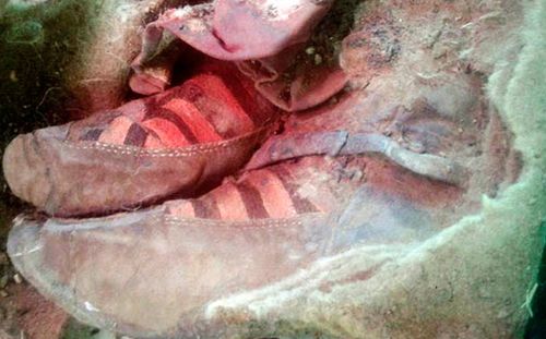 Unearthed mummy's 'Adidas' sneakers spark time travel theories