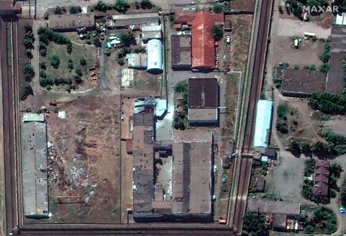 The Olenivka detention centre in Eastern Donetsk after a missile attack